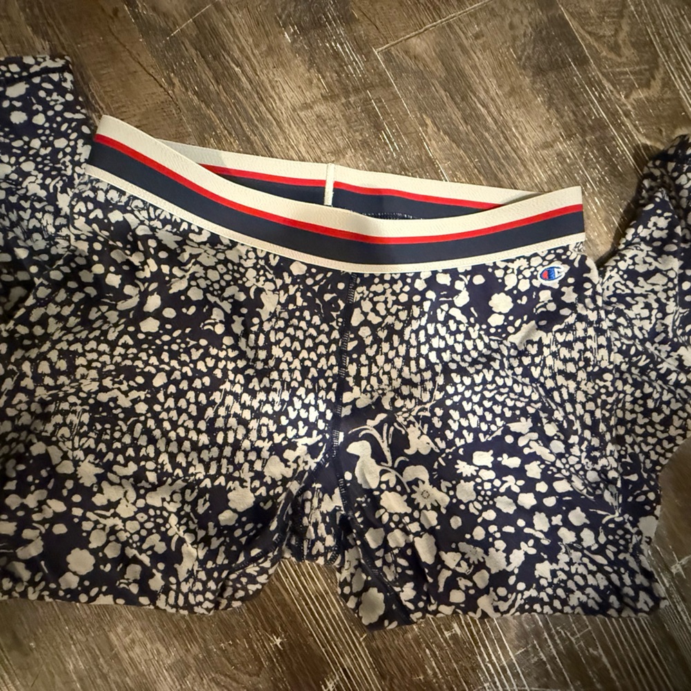 Navy and White Patterned Shorts